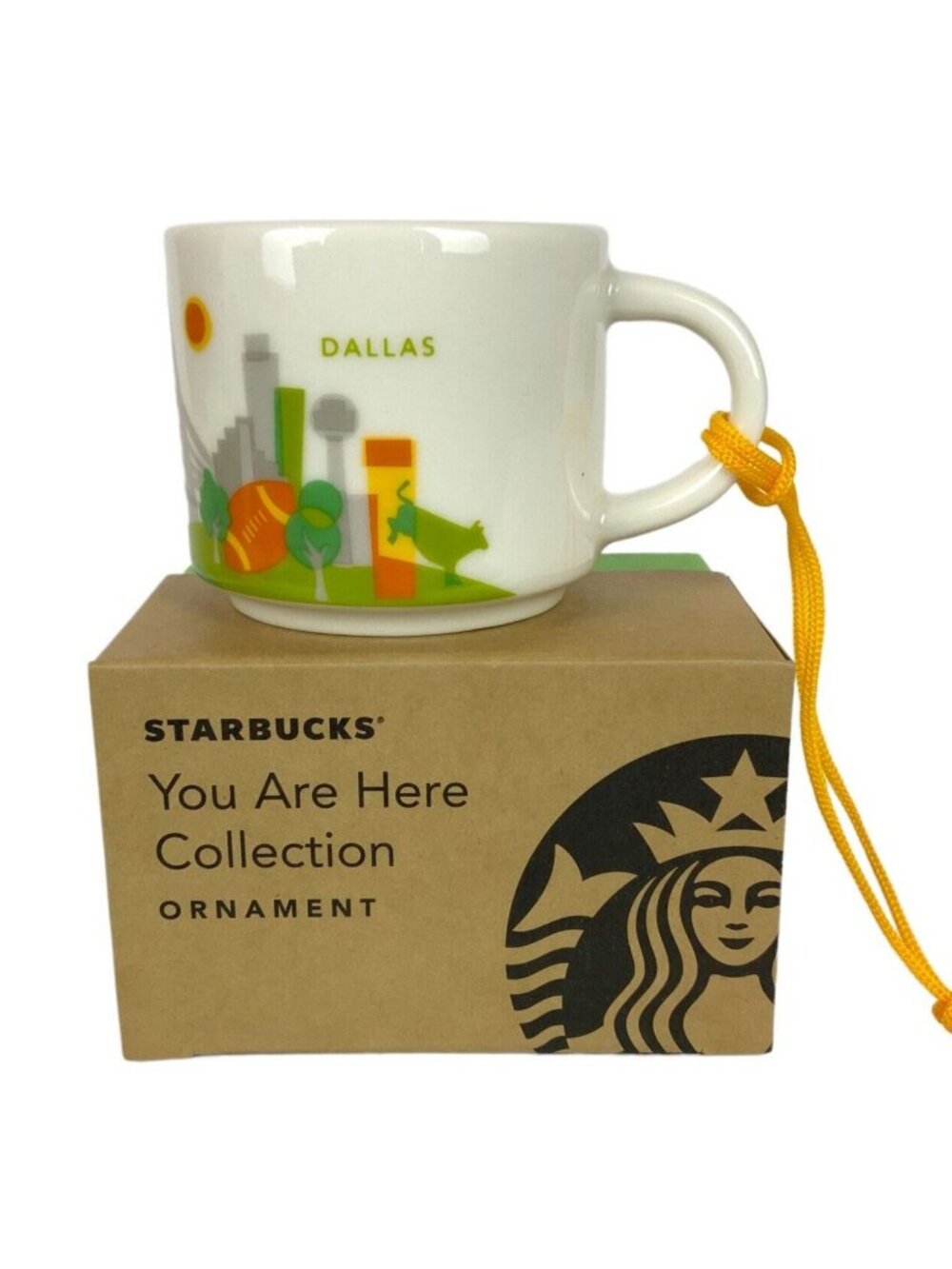 Starbucks Dallas Mini Coffee Cup Ceramic Christmas Ornament 2018 You Are Here